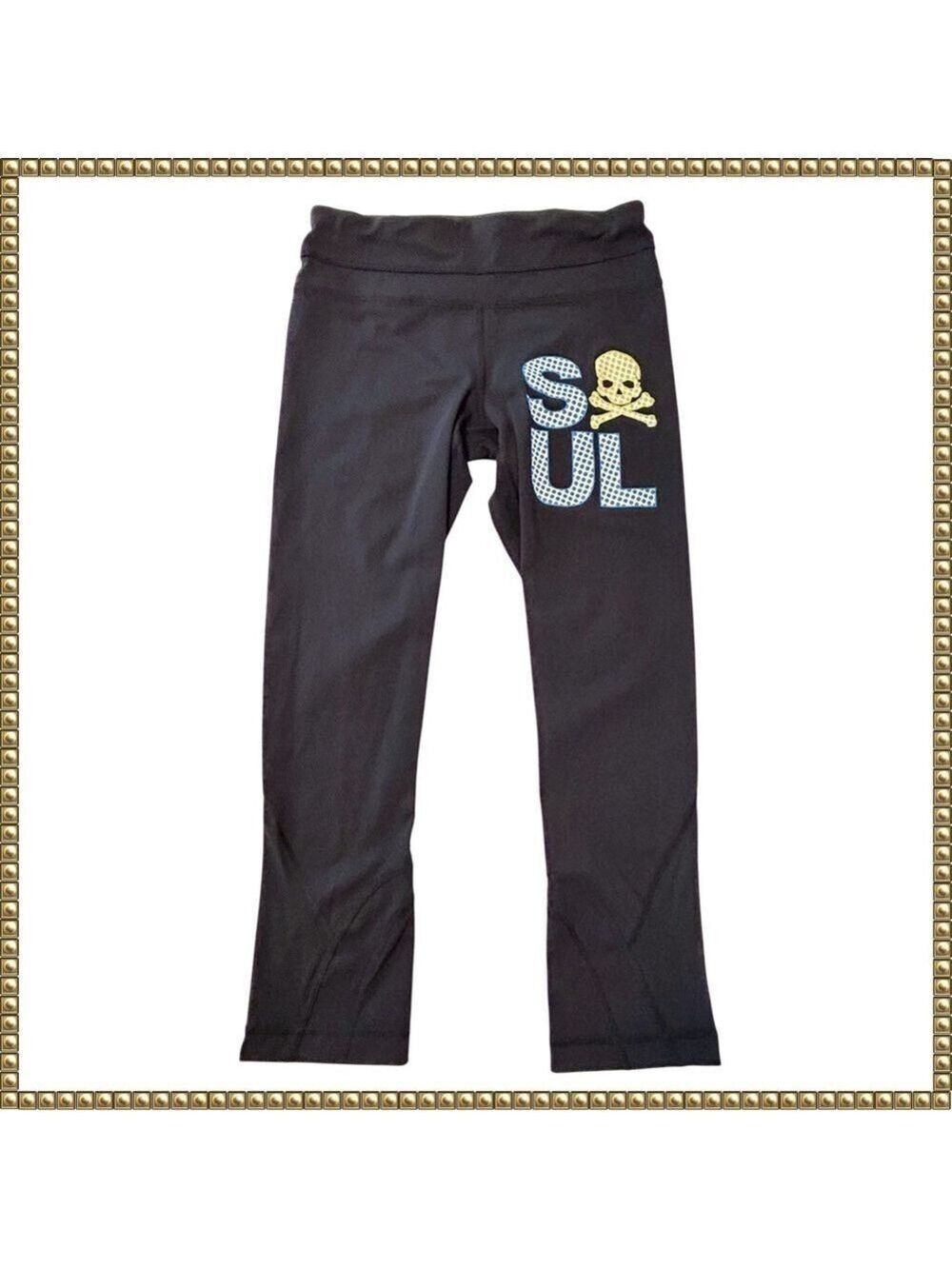 Lululemon Black Polka Dot Skull Cropped Leggings Size 4